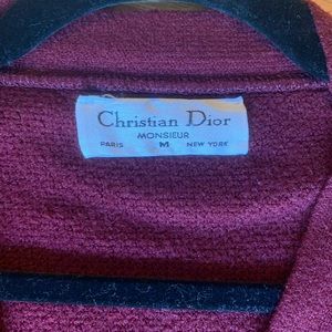 Vintage Christian Dior Cardigan Sweater Maroon Burgandy Red Size Medium